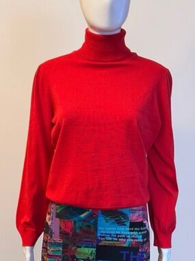 Vibrant Red Turtleneck Sweater